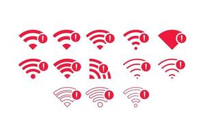 conjunto de conexiones inalámbricas sin wifi icono signo vector color rojo