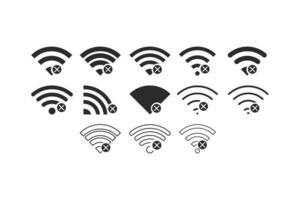 conjunto de conexiones inalámbricas sin wifi icono signo vector color negro