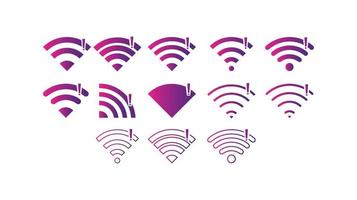 Set of no Wireless network sign symbol icon gradient color vector