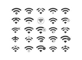 Set of No wireless connections icon sign vector black color