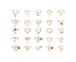 Set of No wireless connections icon sign vector orange color