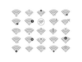 Set of No wireless connections icon sign vector black color