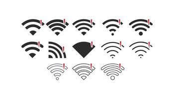 Set of No wireless connections no wifi icon sign vector black color