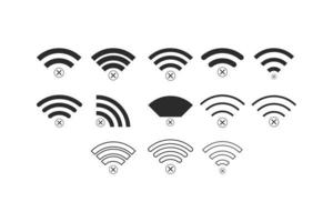 Set of No wireless connections no wifi icon sign vector black color