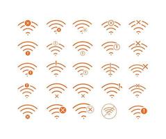 Set of No wireless connections icon sign vector orange color