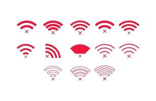 Set of No wireless connections no wifi icon sign vector red color