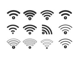 Set of no Wifi wireless icon vector black color
