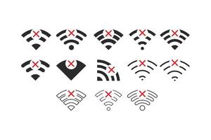 conjunto de conexiones inalámbricas sin wifi icono signo vector color negro