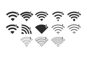 conjunto de conexiones inalámbricas sin wifi icono signo vector color negro