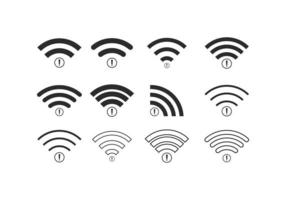 Set of no Wifi wireless icon vector black color
