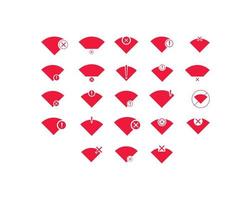 Set of no Wifi wireless icon vector red color