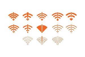 Set of No wireless connections icon sign vector orange color