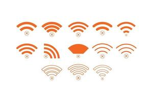 Set of No wireless connections icon sign vector orange color