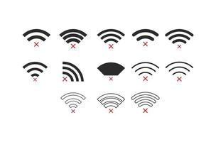 conjunto de conexiones inalámbricas sin wifi icono signo vector color negro