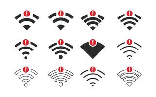 Set of no Wifi wireless icon vector black color