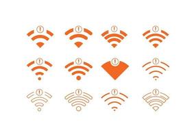 Set of No wireless connections icon sign vector orange color