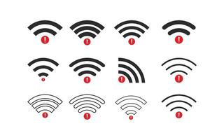 Set of no Wifi wireless icon vector black color