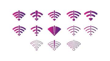 Set of no Wireless network sign symbol icon gradient color vector