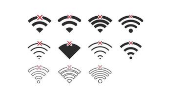 conjunto de conexiones inalámbricas sin wifi icono signo vector color negro