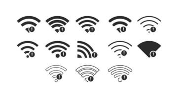 conjunto de conexiones inalámbricas sin wifi icono signo vector color negro