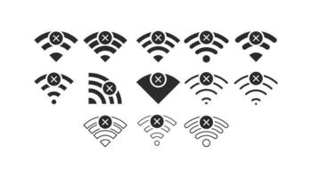 Set of No wireless connections no wifi icon sign vector black color