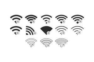 conjunto de conexiones inalámbricas sin wifi icono signo vector color negro