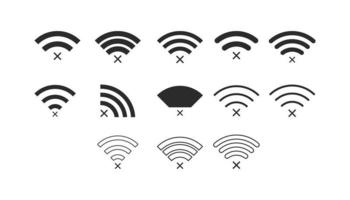 conjunto de conexiones inalámbricas sin wifi icono signo vector color negro