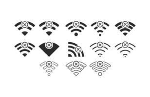 conjunto de conexiones inalámbricas sin wifi icono signo vector color negro