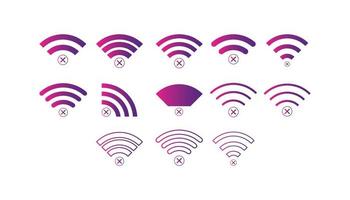 Set of no Wireless network sign symbol icon gradient color vector