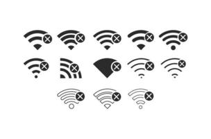 conjunto de conexiones inalámbricas sin wifi icono signo vector color negro