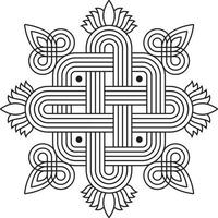 rangoli tradicional y cultural indio, alpona, kolam o paisley vector line art. arte de bengala india. para impresión textil, logo, papel pintado