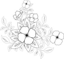 Black-and-white sketch of a cherry blossom branch on white background for decorating banners, flyers, posters, websites. Vector illustration.