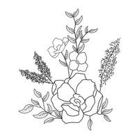 Flower rose. Coloring page. Illustratin of beautiful flower. - Vector illustration
