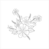 Chrysanthemums, freehand drawing black line on white background, vector