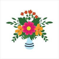 Bouquet of flowers made of orhidea, lilias and nutans in vase on white background vector