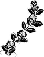 Silhouette rose branch with opened flowers and buds, illustration drawn vector