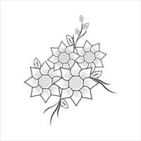 branch with three flowers.Vector design for banners and postcards.Nature.Coloring vector