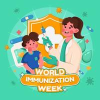 semana mundial de inmunización con un niño