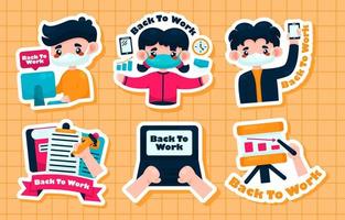 Back To Work Activity Sticker Concept vector