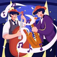 Jazz Music Concept With Two Male Playing Music Instrumental vector