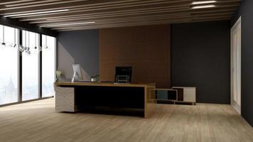 3d render office manager room wall mockup photo