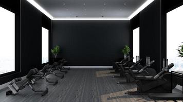 3d render modern fitness or gym room wall mockup photo