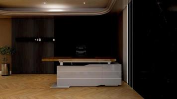 3D Rendering Futuristic Reception Room or Front Desk Mockup photo