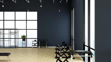 3d render modern gym interior design wall mockup photo