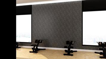 3d render modern gym interior design wall mockup photo