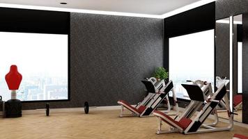 3d render modern gym interior design wall mockup photo