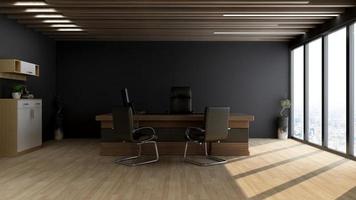 3d office minimalist room with wooden design interior photo