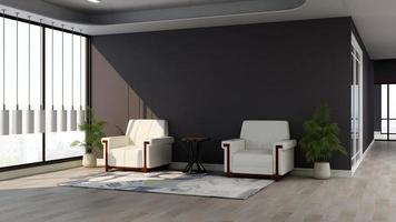 3d render executive lounge wall mockup design photo