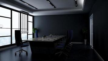 3D render office design - modern meeting room mockup with black and white concept photo