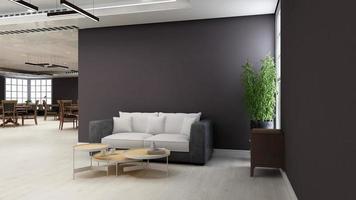 3d render guest lounge wall mockup design with modern minimalist interior design concept photo